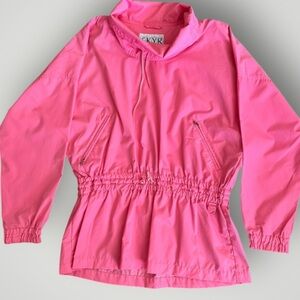 Vintage SKYR Funnel Cowl Neck Sporty Pink Windbreaker Jacket Women’s Size M